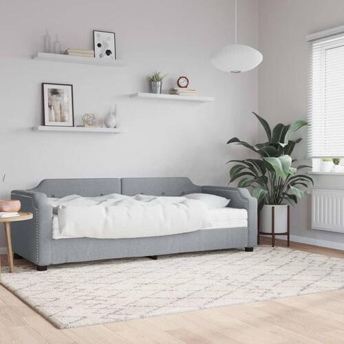 Daybed med madras 80x200 cm stof lysegrå