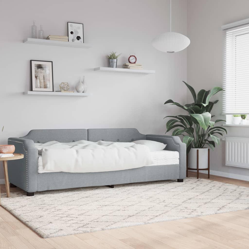 Daybed med madras 80x200 cm stof lysegrå