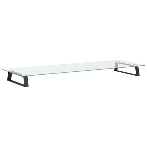 Skærmstander 100x35x8 cm hærdet glas og metal sort