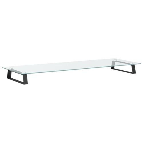 Skærmstander 100x35x8 cm hærdet glas og metal sort