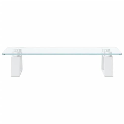 Skærmstander 40x20x8 cm hærdet glas og metal hvid