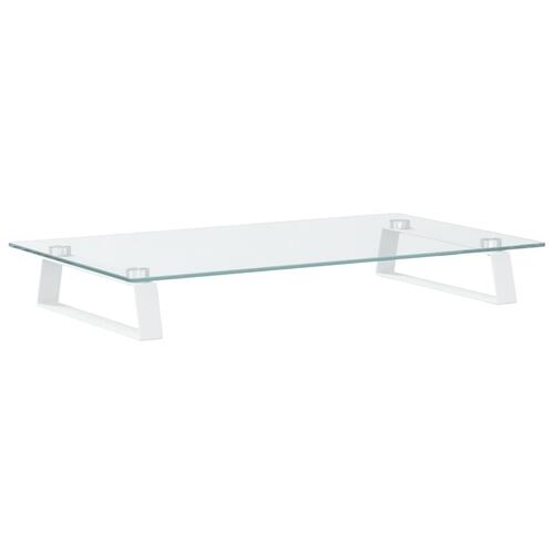 Skærmstander 60x35x8 cm hærdet glas og metal hvid