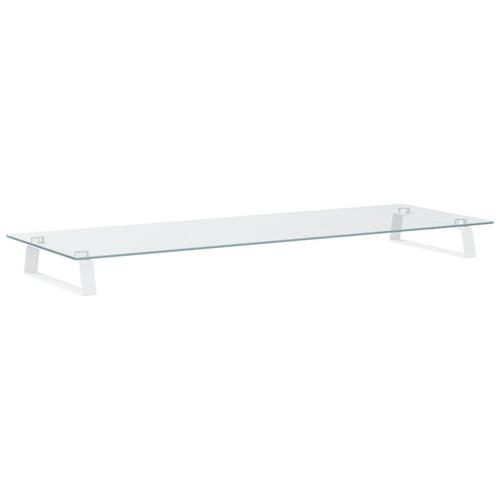 Skærmstander 100x35x8 cm hærdet glas og metal hvid