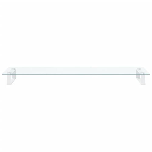 Skærmstander 100x35x8 cm hærdet glas og metal hvid