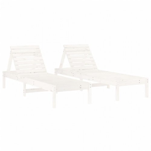 Liggestole 2 stk. 199,5 x 60 x 74 cm i massivt fyrretræ hvid