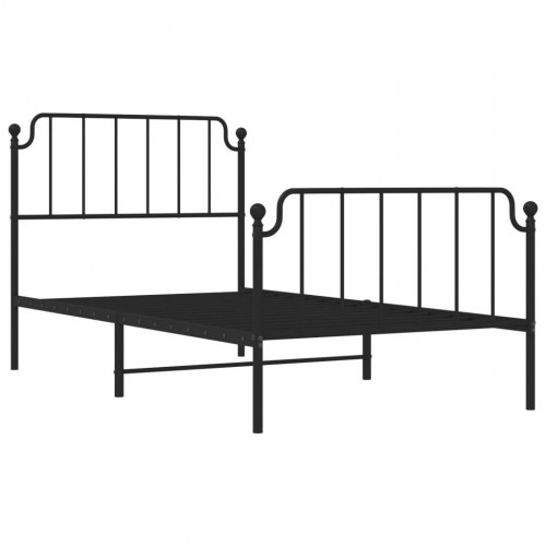 Sengeramme i metal med sengegavl og fodgærde 100 x 200 cm - sort