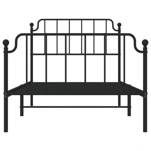 Sengeramme i metal med sengegavl og fodgærde 100 x 200 cm - sort