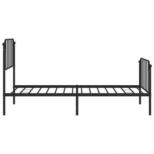 Sengeramme i metal med sengegavl og fodgærde 100 x 200 cm - sort
