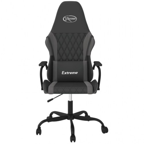 Gamingstol med massagefunktion i kunstlæder - sort/grå