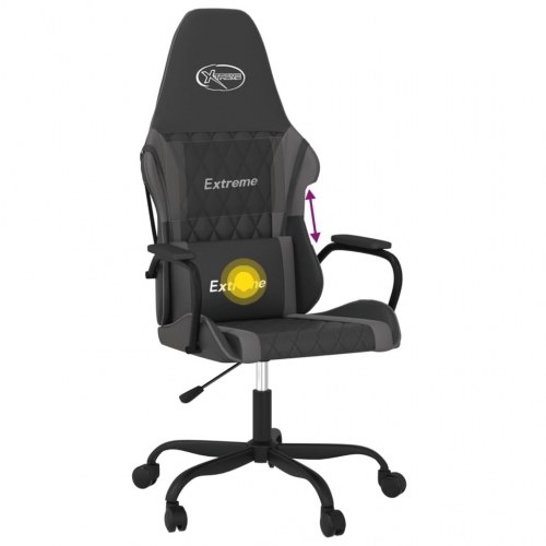 Gamingstol med massagefunktion i kunstlæder - sort/grå