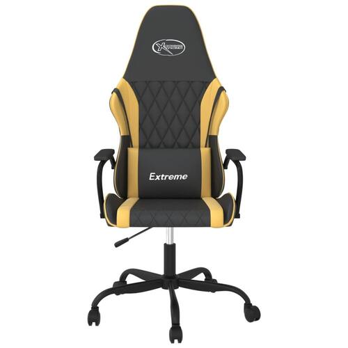 Gamingstol m. massagefunktion kunstlæder sort guldfarvet