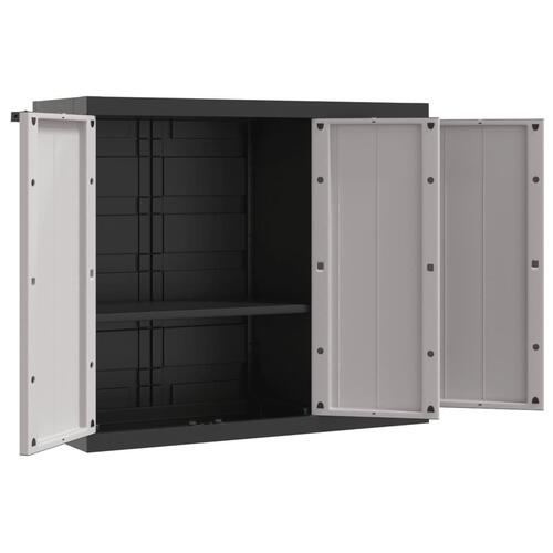 Haveskab 97x37x85 cm PP grå og sort