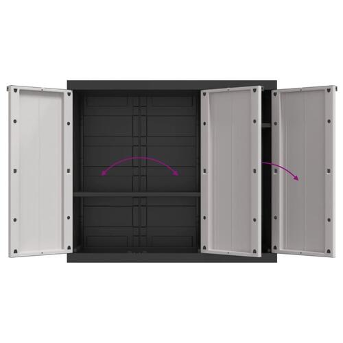 Haveskab 97x37x85 cm PP grå og sort