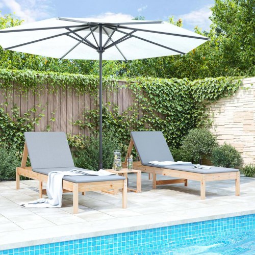 Liggestole 2 stk. 199,5x60x74 cm massivt fyrretræ