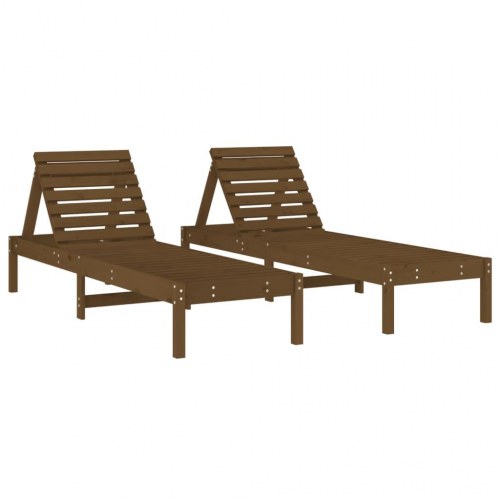 Liggestole 2 stk. 199,5x60x74 cm massivt fyrretræ gyldenbrun