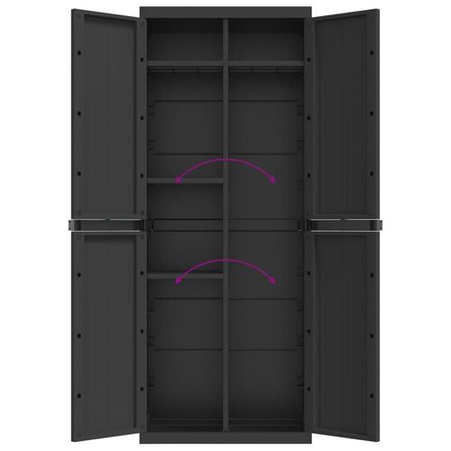 Haveskab 65x37x165 cm PP sort