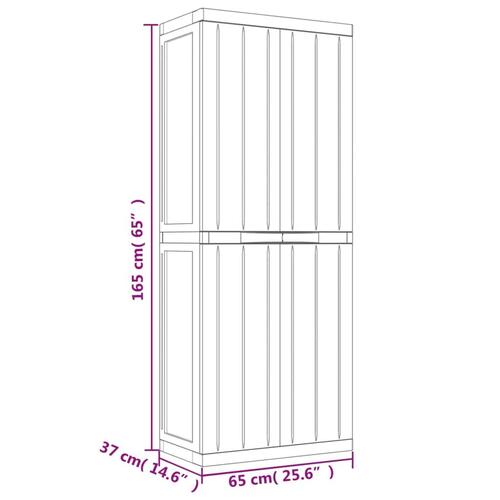Haveskab 65x37x165 cm PP sort