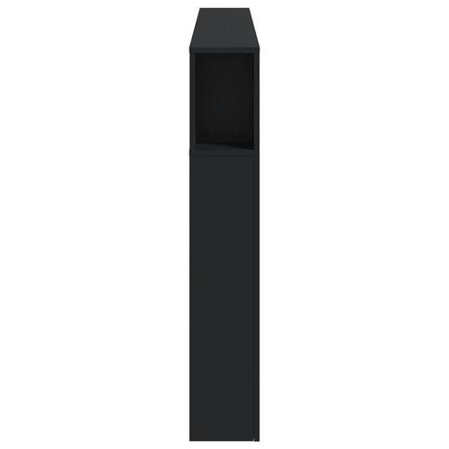 Sengegavl med LED-lys 180x18,5x103,5 cm konstrueret træ sort