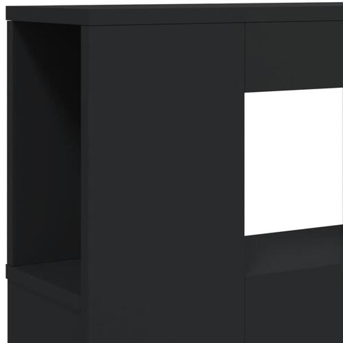 Sengegavl med LED-lys 180x18,5x103,5 cm konstrueret træ sort
