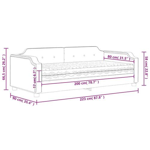 Daybed med madras 80x200 cm stof mørkegrå