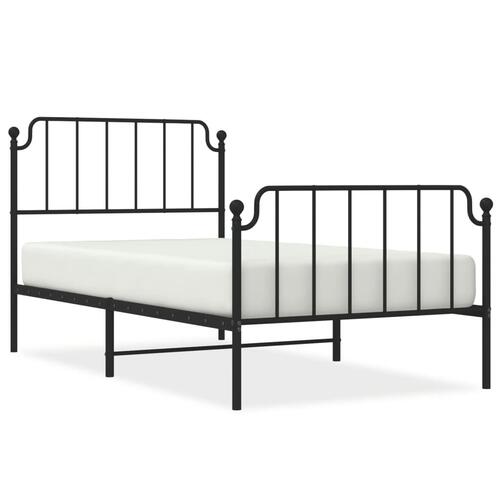 Sengeramme med sengegavl og fodgærde 100x190 cm metal sort