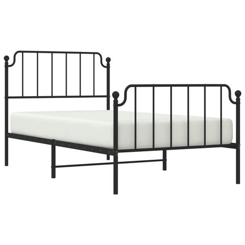 Sengeramme med sengegavl og fodgærde 100x190 cm metal sort