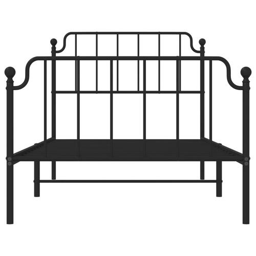 Sengeramme med sengegavl og fodgærde 100x190 cm metal sort