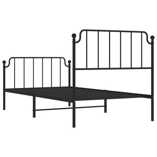 Sengeramme med sengegavl og fodgærde 100x190 cm metal sort
