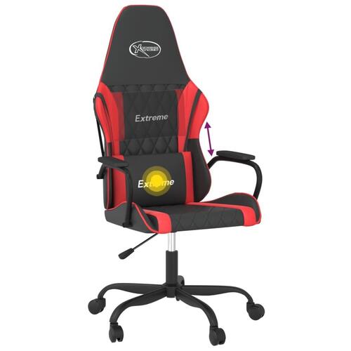 Gamingstol m. massagefunktion kunstlæder sort og rød
