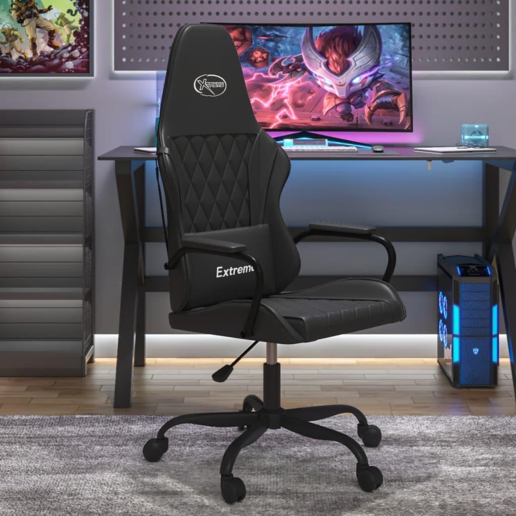 Gamingstol med massagefunktion kunstlæder sort