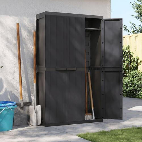 Haveskab 97x37x165 cm PP sort