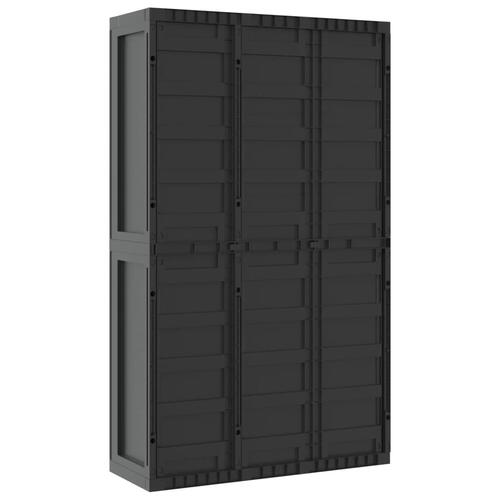 Haveskab 97x37x165 cm PP sort