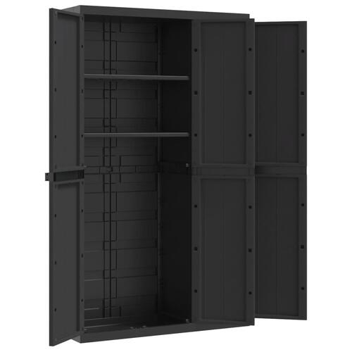 Haveskab 97x37x165 cm PP sort
