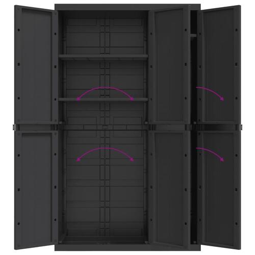 Haveskab 97x37x165 cm PP sort