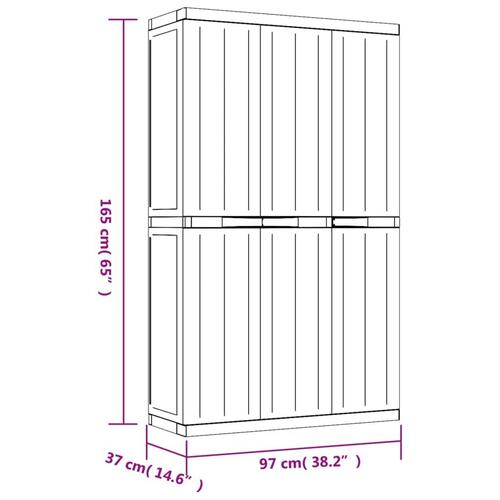 Haveskab 97x37x165 cm PP sort