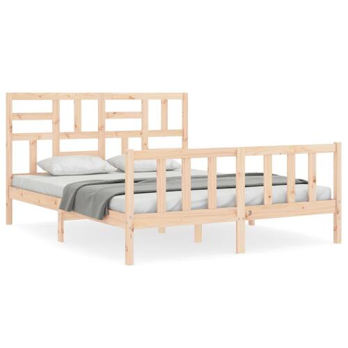 Sengeramme med sengegavl kingsize massivt træ