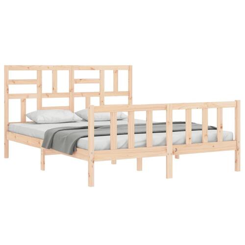 Sengeramme med sengegavl kingsize massivt træ