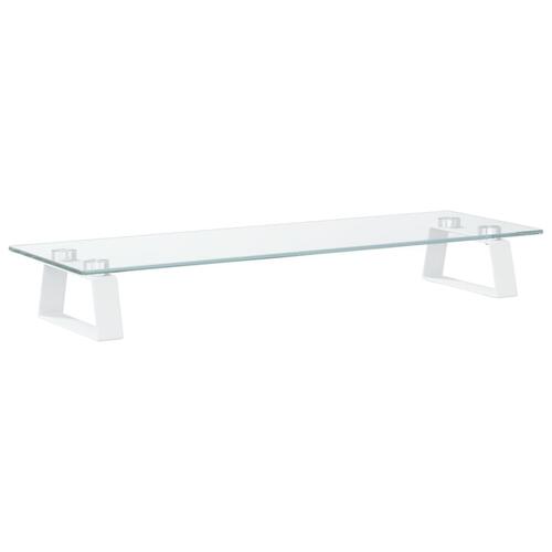 Skærmstander 60x20x8 cm hærdet glas og metal hvid