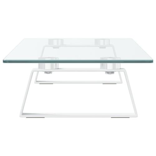 Skærmstander 60x20x8 cm hærdet glas og metal hvid