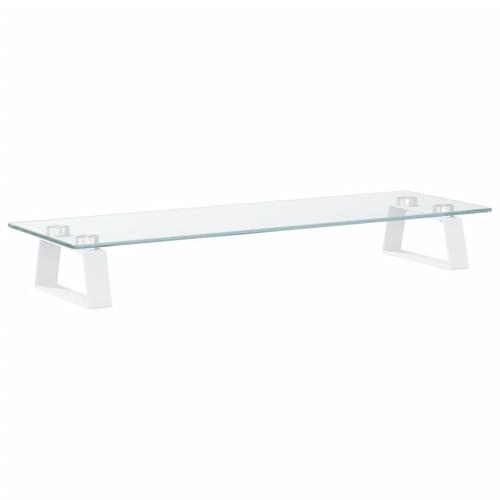 Skærmstander 60x20x8 cm hærdet glas og metal hvid