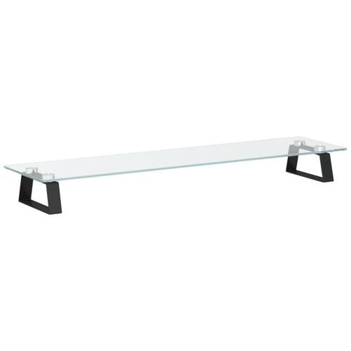 Skærmstander 80x20x8 cm hærdet glas og metal sort