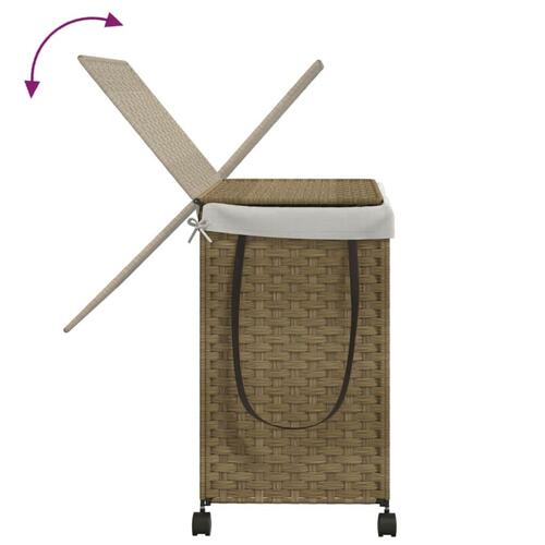 Vasketøjskurv med hjul 60x35x60,5 cm rattan
