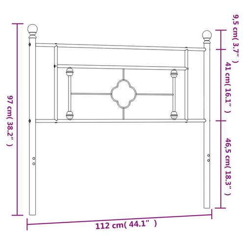 Sengegavl 107 cm metal sort