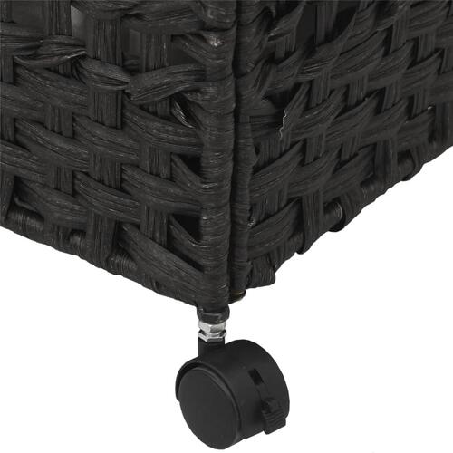 Vasketøjskurv med hjul 66x35x60 cm rattan sort
