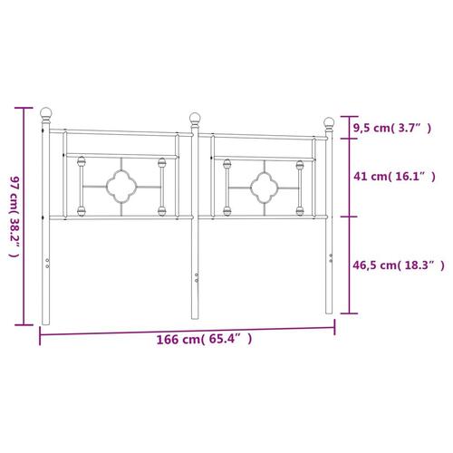 Sengegavl 160 cm metal sort