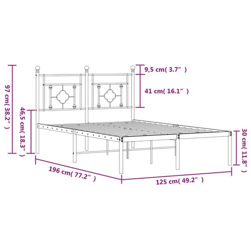 Sengeramme med sengegavl 120x190 cm metal sort