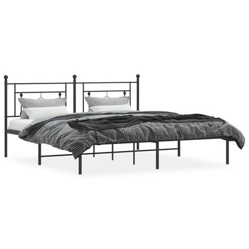 Sengeramme med sengegavl 180x200 cm metal sort