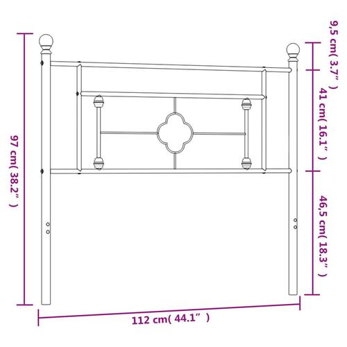 Sengegavl 107 cm metal hvid