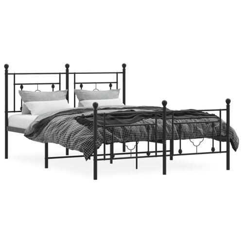 Sengeramme med sengegavl og fodgærde 140x190 cm metal sort
