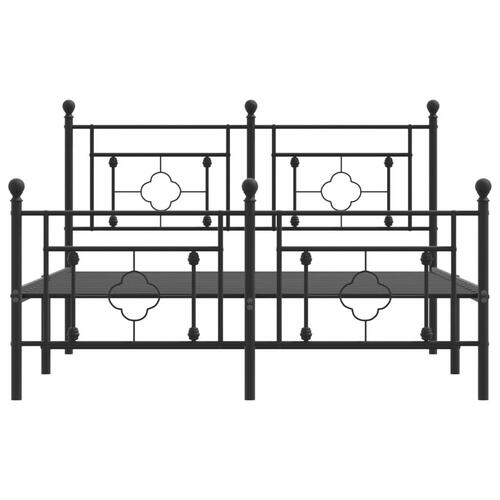 Sengeramme med sengegavl og fodgærde 140x190 cm metal sort